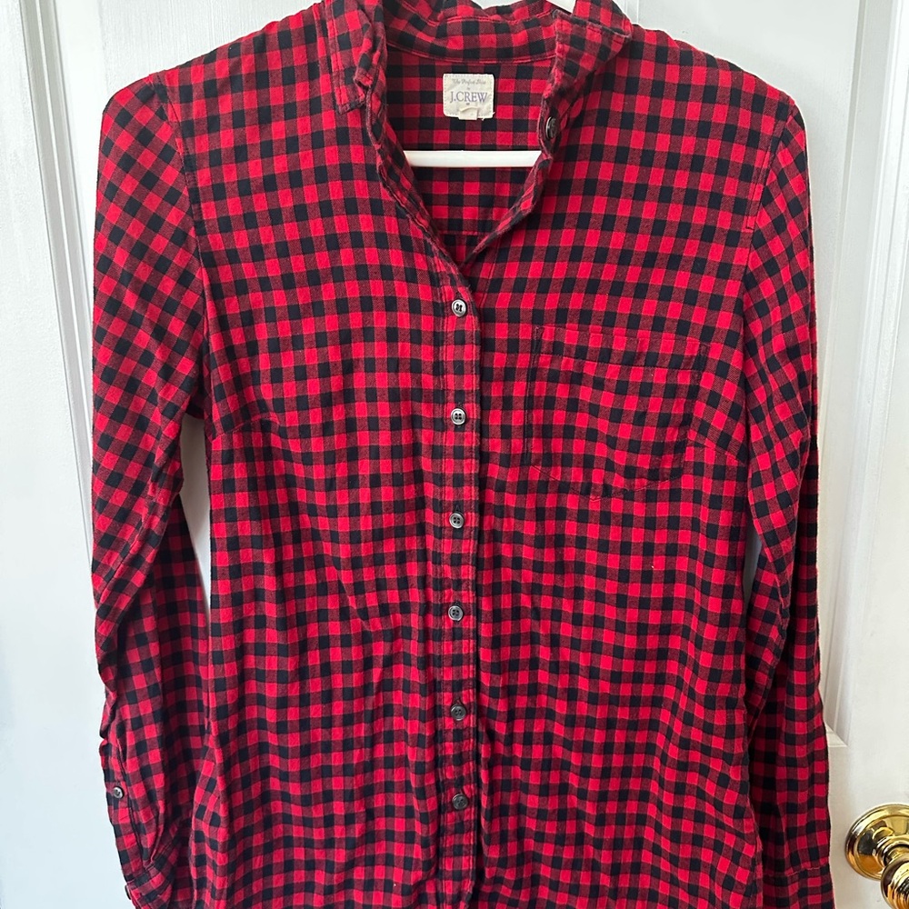 J. Crew Red and Black Plaid Shirt
Size XS